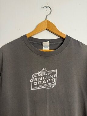 Vintage Miller Genuine Draft Men's Gray Logo T-Shirt Large